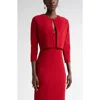 St John St. John Collection Suspended Pavé Milano Knit Cardigan In Haute Red