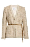 St John St. John Collection Tweed Jacket With Chain Belt In Neutral