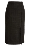 St John Textured Tweed Skirt In Black