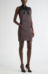 St John St. John Collection Windowpane Check Mixed Media Sleeveless Sheath Dress In Multi