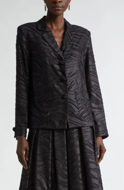 St John St. John Collection Zebra Fil Coupé Boxy Jacket In Black