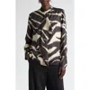 St John St. John Collection Zebra Print Ruffle Detail Blouse