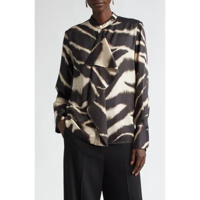St John St. John Collection Zebra Print Ruffle Detail Blouse