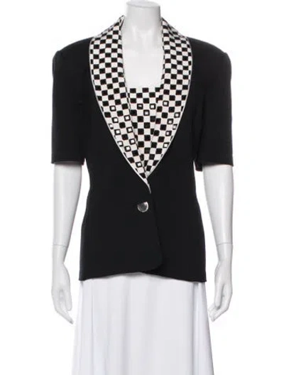 Pre-owned St John Colorblock Pattern Blazer In Black
