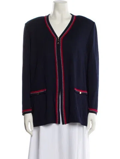 Pre-owned St John Colorblock Pattern Blazer In Blue