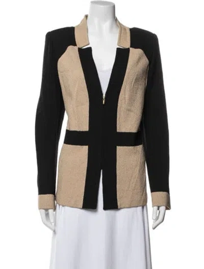 Pre-owned St John Colorblock Pattern Blazer In Blue