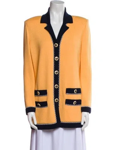 Pre-owned St John Colorblock Pattern Blazer In Yellow