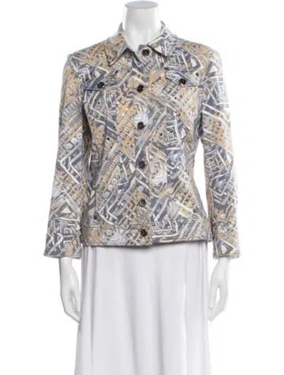 Pre-owned St John Colorblock Pattern Blazer In Yellow