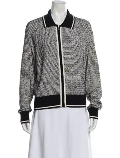 Pre-owned St John Colorblock Pattern Bomber Jacket In Black