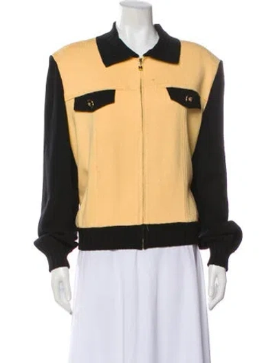 Pre-owned St John Colorblock Pattern Bomber Jacket In Multi