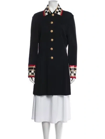 Pre-owned St John Colorblock Pattern Coat In Black