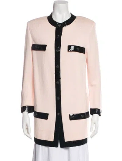 Pre-owned St John Colorblock Pattern Coat In Pink