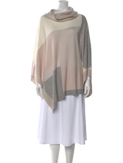 Pre-owned St John Colorblock Pattern Cowl Neck Sweater In Neutral