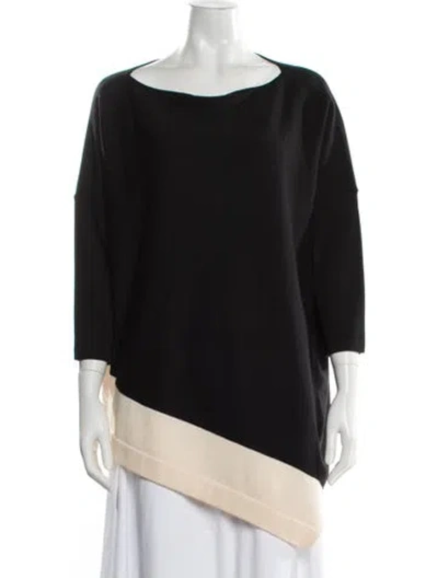 Pre-owned St John Colorblock Pattern Crew Neck Sweater In Black
