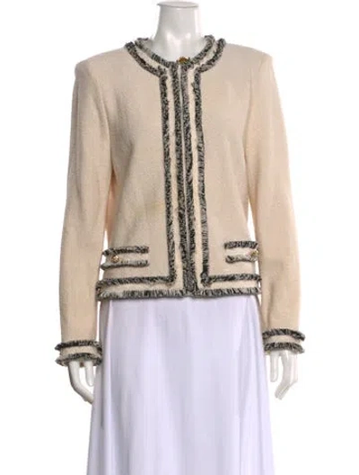 Pre-owned St John Colorblock Pattern Crew Neck Sweater In Neutral