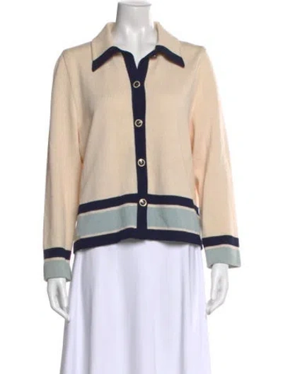 Pre-owned St John Colorblock Pattern Crew Neck Sweater In Neutral