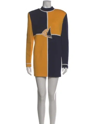 Pre-owned St John Colorblock Pattern Crew Neck Sweater In Neutral