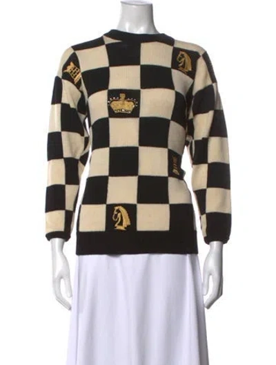 Pre-owned St John Colorblock Pattern Crew Neck Sweater In Neutral