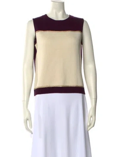 Pre-owned St John Colorblock Pattern Crew Neck Sweater In Yellow