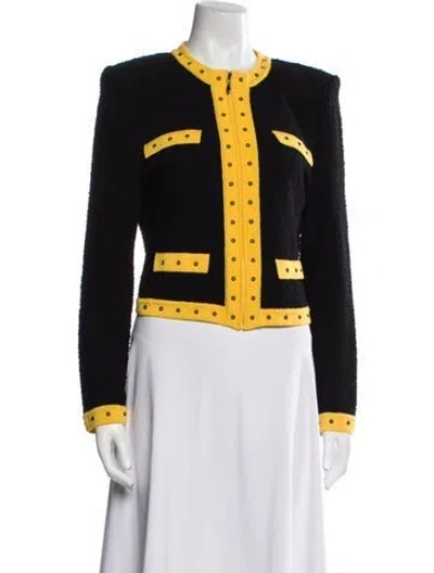 Pre-owned St John Colorblock Pattern Evening Jacket In Black