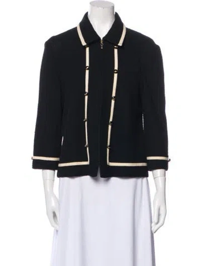 Pre-owned St John Colorblock Pattern Evening Jacket In Blue