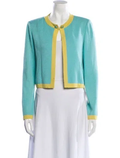 Pre-owned St John Colorblock Pattern Evening Jacket In Blue