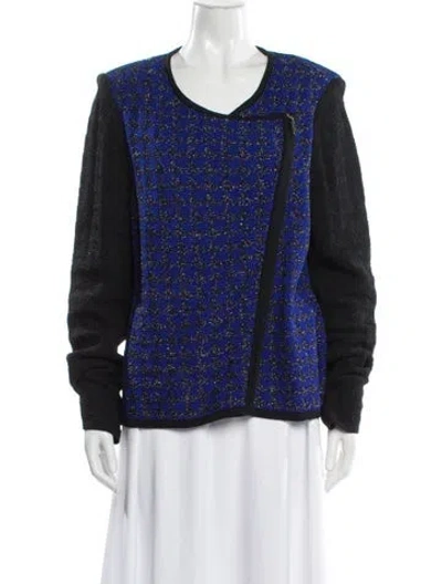 Pre-owned St John Colorblock Pattern Evening Jacket In Blue