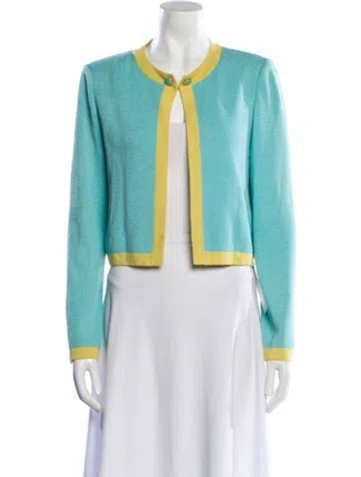 Pre-owned St John Colorblock Pattern Evening Jacket In Blue