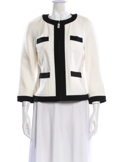 Pre-owned St John Colorblock Pattern Evening Jacket In Neutral