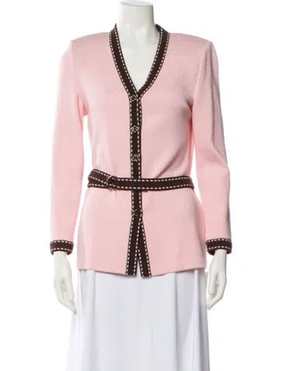 Pre-owned St John Colorblock Pattern Evening Jacket In Pink