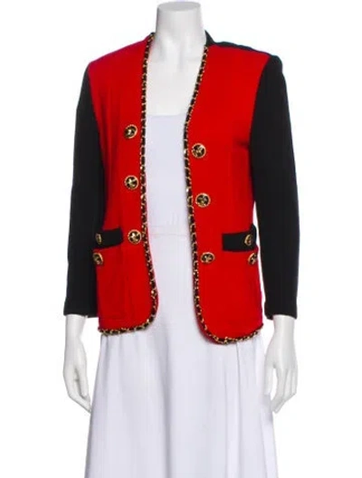 Pre-owned St John Colorblock Pattern Evening Jacket In Red
