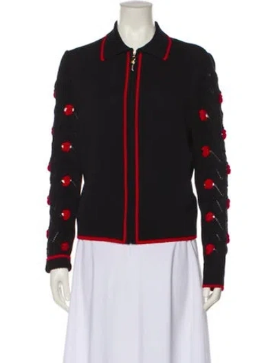 Pre-owned St John Colorblock Pattern Jacket In Black