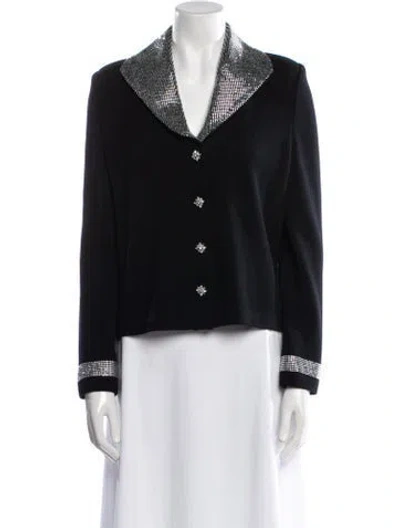 Pre-owned St John Colorblock Pattern Jacket In Black