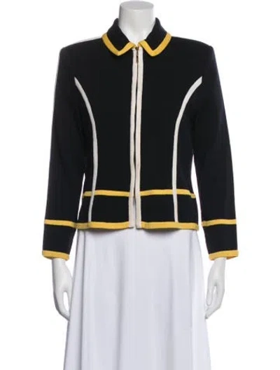 Pre-owned St John Colorblock Pattern Jacket In Black