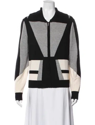 Pre-owned St John Colorblock Pattern Jacket In Black