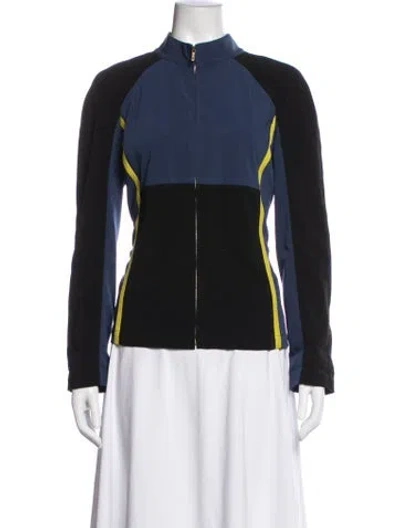 Pre-owned St John Colorblock Pattern Jacket In Black