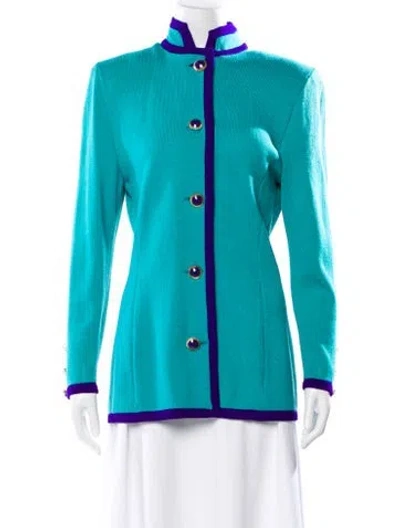 Pre-owned St John Colorblock Pattern Jacket In Blue