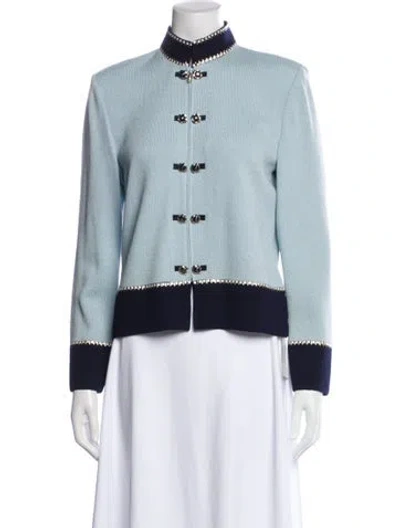 Pre-owned St John Colorblock Pattern Jacket In Blue