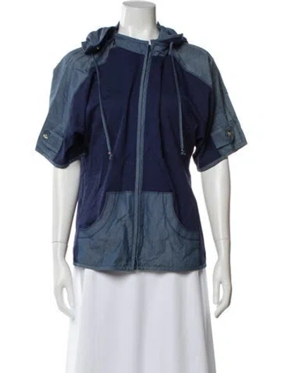 Pre-owned St John Colorblock Pattern Jacket In Blue
