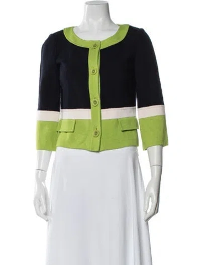 Pre-owned St John Colorblock Pattern Jacket In Blue