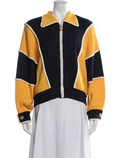 Pre-owned St John Colorblock Pattern Jacket In Blue