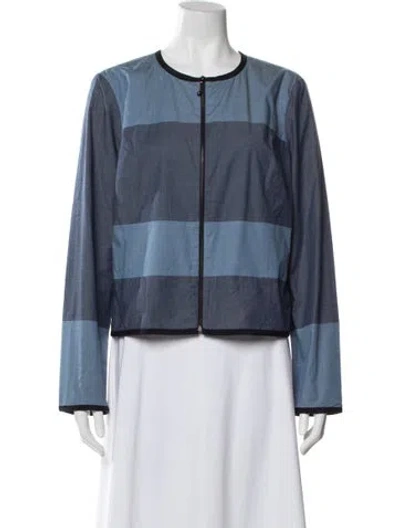 Pre-owned St John Colorblock Pattern Jacket In Blue