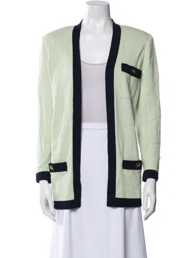 Pre-owned St John Colorblock Pattern Jacket In Green
