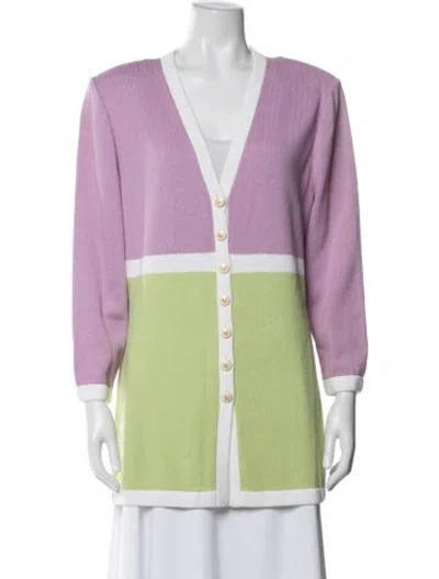 Pre-owned St John Colorblock Pattern Jacket In Purple