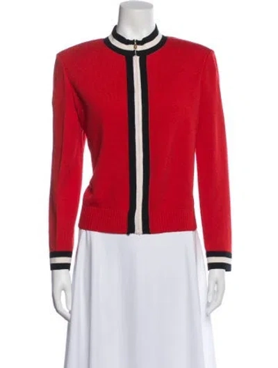 Pre-owned St John Colorblock Pattern Jacket In Red