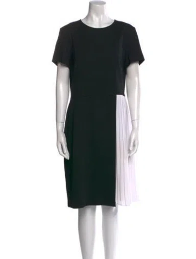 Pre-owned St John Colorblock Pattern Knee-length Dress In Black