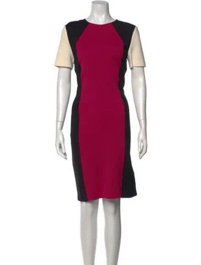 Pre-owned St John Colorblock Pattern Knee-length Dress In Black