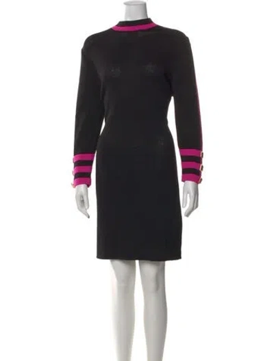 Pre-owned St John Colorblock Pattern Knee-length Dress In Black