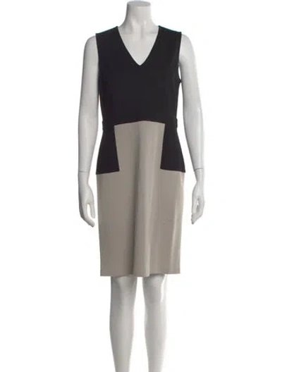 Pre-owned St John Colorblock Pattern Knee-length Dress In Black