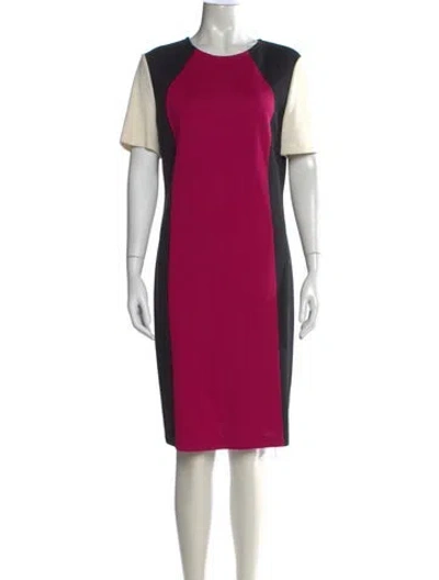 Pre-owned St John Colorblock Pattern Knee-length Dress In Black